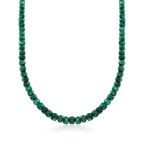 Ross-Simons 90.00 ct. t.w. Emerald Bead Necklace With Sterling Silver, Women's, Adult