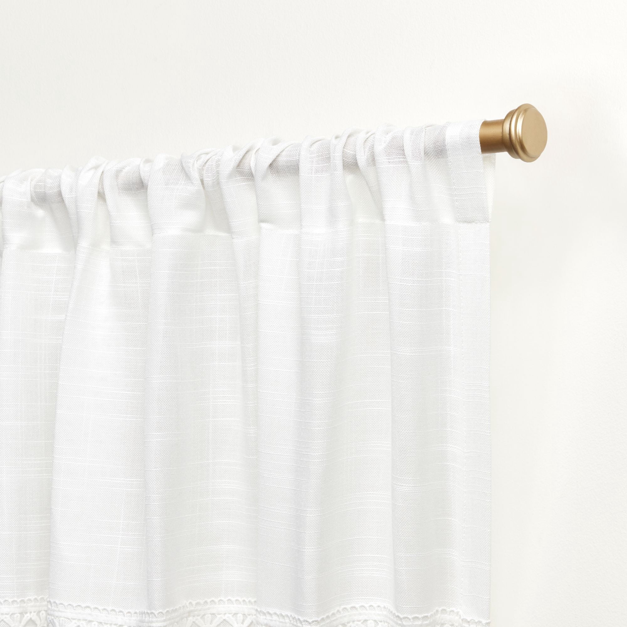 Nicole Miller New York Dunbar Light Filtering Rod Pocket Curtain Panels, 50"x84", White, Set of 2