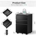 thumbnail image 3 of Bonusall 3 Drawer Black File Cabinet, Fully Assembled Metal Rolling Filing Cabinet with Lock, Under Desk Filing Cabinets for Home Office Fit A4/Letter/Legal, 3 of 18