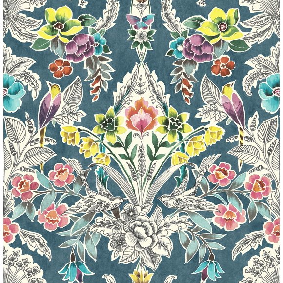 Nuwallpaper Nu3037 Summer Love Teal Papel Pintado Despegable Y Adhesivo Multicolor