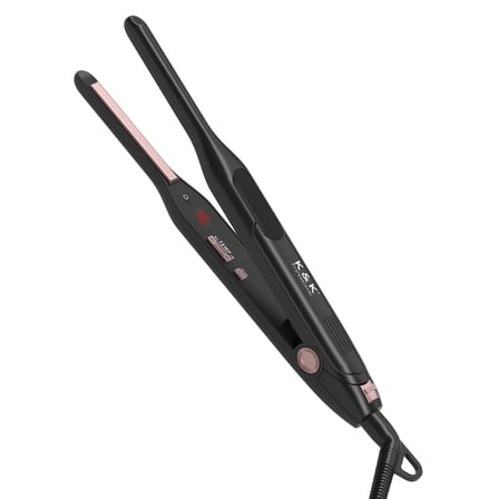 K&K Mini Flat Iron for Short Hair 3/10 inch Small Hair Straightener for Pixie & Beard creamic Flat Iron for Women Dual Voltage, Auto Shut Off