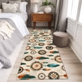 thumbnail image 4 of 2'x6' Rug Runners for Hallways Kitchen, Geometric Feathers Non Slip Entryway Beside Floor Carpet Runner, Boho Ethnic Retro Country Motifs Washable Laundry Room Bedroom Throw Rugs Mat for Family Pet, 4 of 8