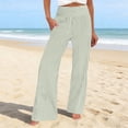 thumbnail image 2 of XIAOCHA Women's Stripe Print Wide Leg Pants Smocked High Waist Pants Daily Casual Loose Trousers, 2 of 4