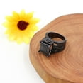 thumbnail image 7 of AAA Cubic Zirconia Iced Out Bling Hip Hop Square Ring, Black Plated Wide Band Party Prom Rings for Her (Rose God Size 8), 7 of 7