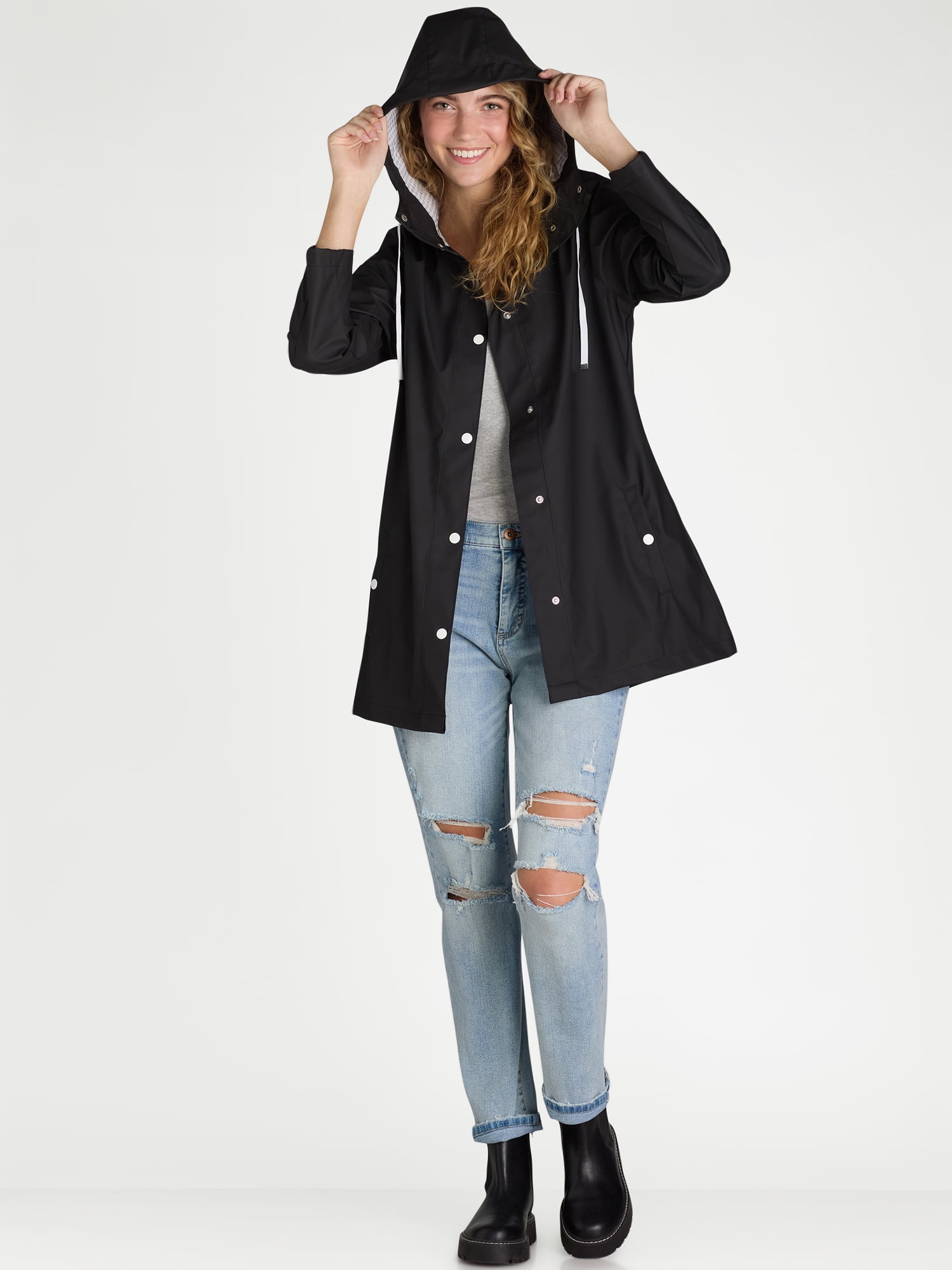 Big Chill Women's and Women's Plus Water Resistant Rain Coat, Sizes S-3X