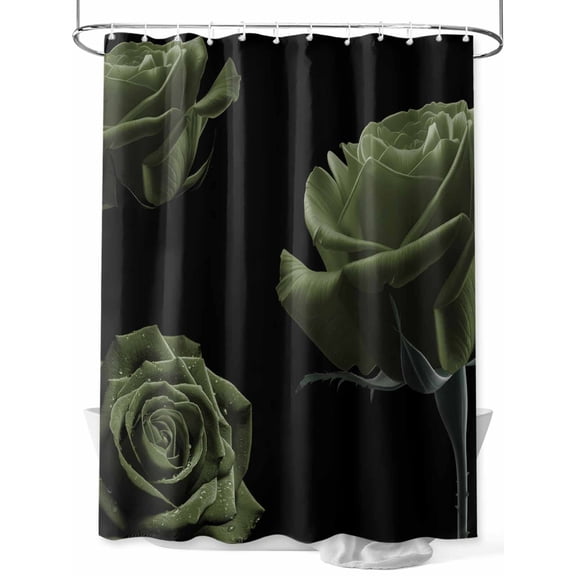 Sage Green Rose Shower Curtain Set ，Waterproof Fabric Shower Curtains Vintage Flower Garden Abstract Classic Shower Curtains for Bathroom,Bathroom Decor 72"x72"