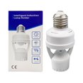 thumbnail image 1 of Zhouqiannn - Portalámparas con sensor de movimiento PIR, adaptador de bombilla de rosca E27, control de luz nocturna con encendido y apagado automático ajustable, luz de garaje para sótano, despensa,, 1 of 8