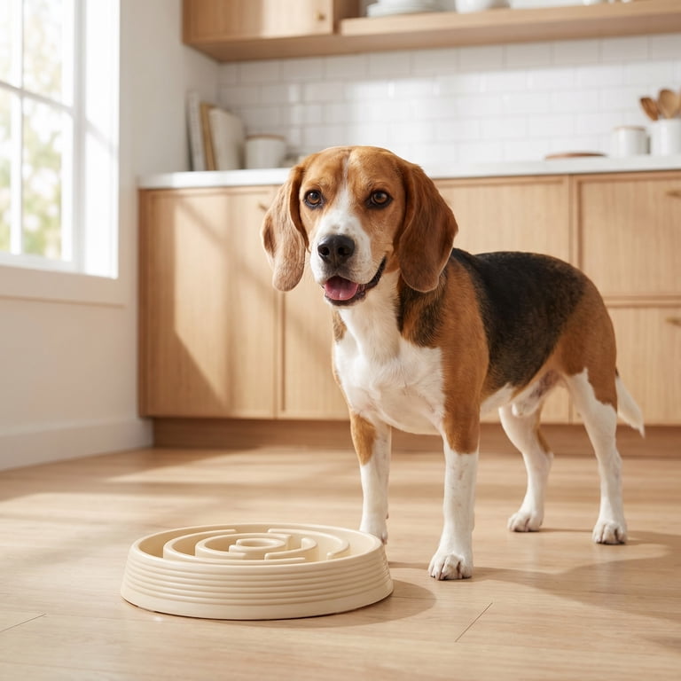 Vibrant Life 3.2-Cup Silicone Slow Pet Feeder, Beige photo 3
