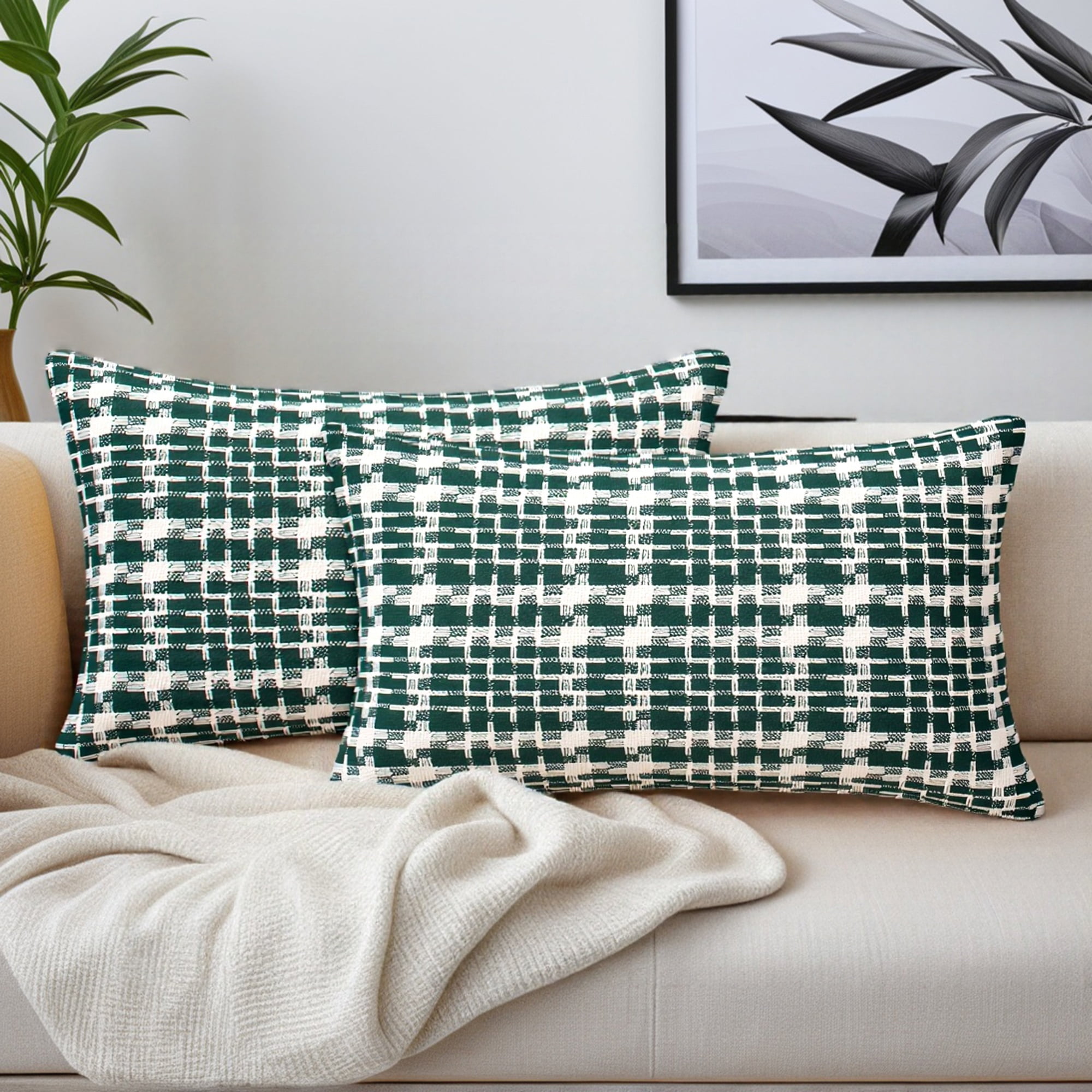 Unique Bargains Pack of 2 Decorative Throw Pillow Covers 20" x 12" Green