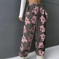 thumbnail image 5 of Fleece Pants Women Cute Bear Prints Elastic Waist Wide Leg Joggers Trouser Cinched Bottom Fuzzy Winter Outfits (XL, Dark Gray), 5 of 7