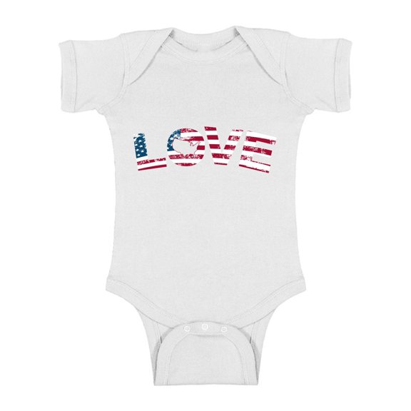 Awkward Styles Love Baby Bodysuit Short Sleeve 4th of July One Piece Top for Baby Independence Day Gifts First 4th of July Outfit for Baby American Flag Bodysuit Patriotic Gifts American Baby
