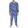 thumbnail image 4 of Kll Colorful Mushrooms Sleepwear Mens Flannel Pajamas,Long Cotton Pj Set, 4 of 9