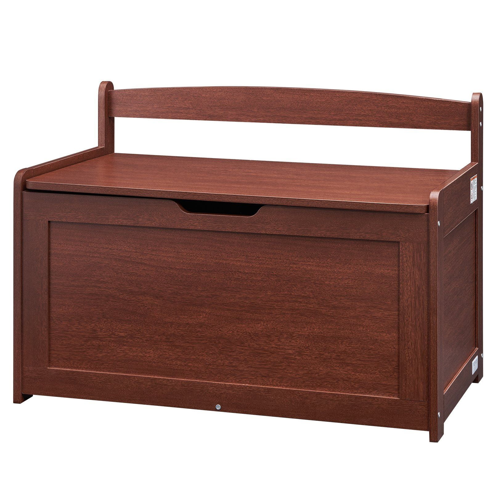 Large Wooden Toy Storage Chest for Kids, 32.68" x 17.91" x 24.02" Toy Box Bench with Flip-Top Lid & Safety Hinge, Kids Storage for Playroom, Bedroom, Living Room, Cherry Finish