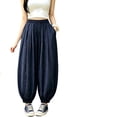 thumbnail image 3 of WOYY Toddler Girls Harem Pants Summer High Waisted Lightweight Baggy Pants with Drawstring, 3 of 3