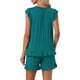 thumbnail image 3 of INSPIRAR CHIC Conjuntos de Pijamas de Dos Piezas para Mujeres con Mangas de Volantes y Pantalones Cortos XS Verde Oscuro, 3 of 6