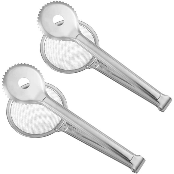 TureClos 2 Pcs 2 in 1 Oil-Frying Filter Spoon Colander Clips Stainless Steel Fine Mesh Oil Strainer Scoop Food Tong Kitchen Frying Accessories