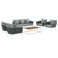 thumbnail image 2 of Modway Stance 6 Piece Outdoor Patio Aluminum Sectional Sofa Set in White Gray, 2 of 10
