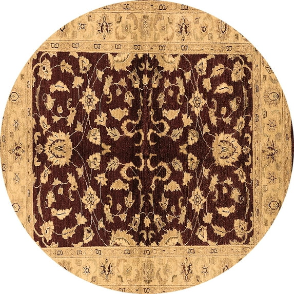 Ahgly Company Indoor Round Oriental Brown Industrial Area Rugs, 6' Round