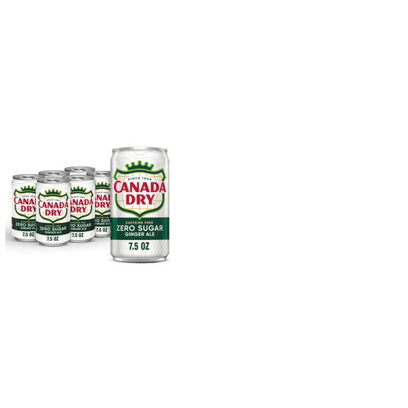 Canada Dry Zero Sugar Ginger Ale Soda, 7.5 fl oz Cans, 6 Pack