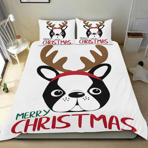 Boston Terrier Themed Bed Sheet Set Three Piece Set 53x79 Inches Comfortable And Skin Friendly Unique Design Creating A Star Studded Night