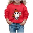thumbnail image 1 of Aocisk Chandail à Col Rond à Manches Longues Imprimé Mignon d'Halloween pour Filles, Haut de Survêtement pour Enfants, Tenue Décontractée, Rouge, 4-5 Ans, 1 of 4