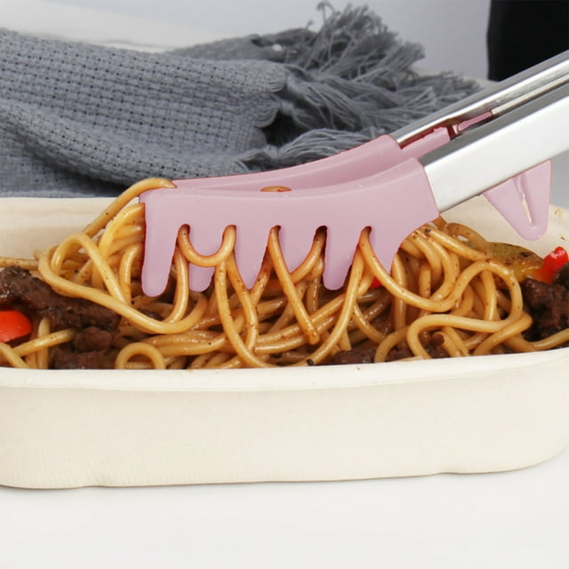 Pinces Alimentaires en Silicone avec Support Pinces à Pâtes Maison Cuisine Cuisson Pinces à Pain Pinces de Barbecue