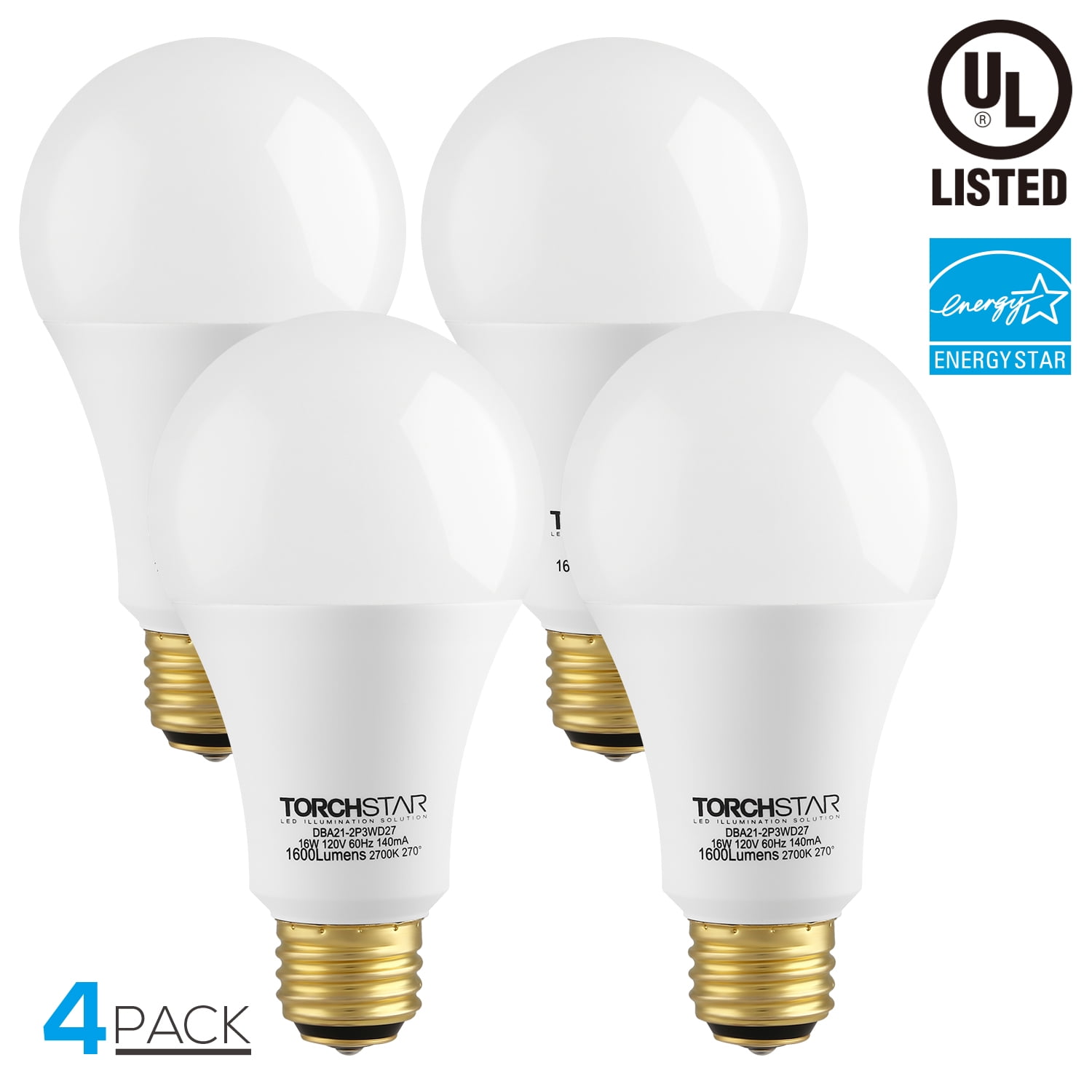 3 Way A21 LED Light Bulb, 40/60/100W Equivalent，ENERGY STAR + ULlisted