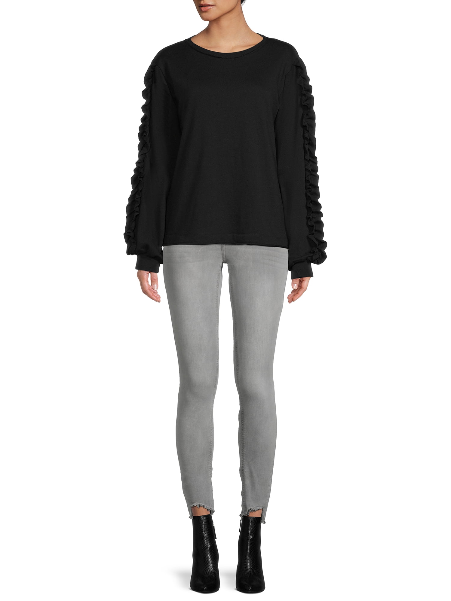 lemon & bloom by Grey State Women's Ruffle Sleeve Sweatshirt