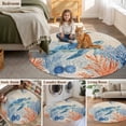 thumbnail image 6 of Sea Corals Turtle Round Area Rugs 3 ft, Summer Beach Sea Stars Retro Linen Texture Washable Small Area Rug with Non-Slip Sturdy Edge Binding Round Front Door Mat Floor Carpet for Entryway, 6 of 9