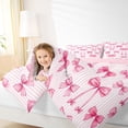 thumbnail image 3 of spefrowx Cartoon Princess Bow Queen Comforter Set for Girls, Pink Watercolor Stripe Comforter Sets Queen, Pink Reversible, 3-Piece, 1 Comforter and 2 Pillowcases, 3 of 6