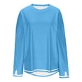 thumbnail image 4 of MIUOWANP Women's Long Sleeved Round Neck Top/shirt Women's Casual Loose Color Matching Round Neck Long Sleeved T-shirt Loose Top Blue XXL, 4 of 4