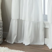 Curtainworks Flounced Indoor Single Curtain Panel, Polyester, Light Filtering, Poletop, White, 42 x 63, Adult