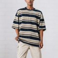 thumbnail image 4 of Trendfront Womens Summer Crew Neck Short Sleeve Tops Oversized Loose Fit Stripe Tees Graphic Pattern Printed Casual T-Shirts, 4 of 6