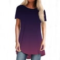 thumbnail image 1 of Rinsvye Chemise Décontractée Imprimée Dégradée pour Femmes, T-Shirt à Manches Courtes, Col en V, Blouses Amples Tendance, 1 of 6