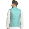 thumbnail image 4 of Men Designers Turquise Blue Nehru Jacket Indian Traditional Bollywood Style Brocade Woven Embellishe, Size: 44, 4 of 5