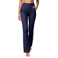 thumbnail image 4 of Otvok Women Stretch Office Trousers, Elastic High Waist Side Pocket Bootcut Work Pants for Business Commute, 4 of 7