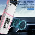 thumbnail image 5 of Nalacover Military Grade Heavy Duty Case for Samsung Galaxy Z Flip 4, Rugged Rotated Ring Holder Kickstand Bracket Cover with Magnetic Car Mount Soft TPU Shockproof Lens Protective Case,White/Pink, 5 of 9