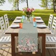thumbnail image 4 of Easter Bunny Table Runner, Cute Rabbit Rose Floral Country Leaves Plants Green Cotton Linen Table Runners 70 Inches Long, Dresser Scarf Runner for Dining/Kitchen/Coffee/TV Stands/Cabinets 13''x70'', 4 of 9