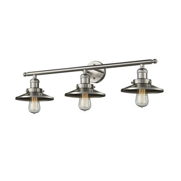 Innovations 205-SN-M2-LED Railroad 3 Light Bath Vanity Light part of the Franklin Restoration Collection, Brushed Satin Nickel