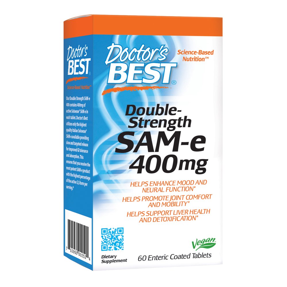 Doctor's Best SAMe 400 mg, Vegan, Gluten Free, Soy Free, Mood and