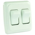 thumbnail image 1 of JR Multi Purpose Switch 12015 Double Switch; Single Pole Single Throw SPST; Rocker; 1.625 Inch x 2.437 Inch Cutout; Non-Lighted; White; With Bezel, 1 of 2