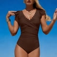 thumbnail image 6 of Awdenio Womens Swimsuits Ruffle Sleeve V Neck Bathing Suit Tummy Control Cutout Monokini Slimming Swimwear, 6 of 9