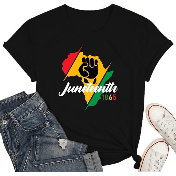 Juneteenth_Shirt Outdoor Tops Sports T-shirt Casual Graphics Tops Gift Tee Medium Man Women