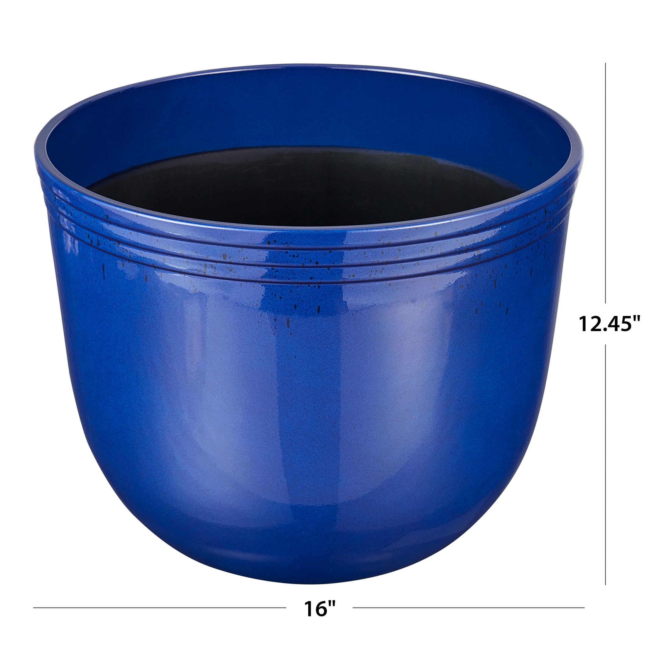 (4 pack) Better Homes & Gardens Round Meadow Planter 16 Inch Blue Glazed Finish