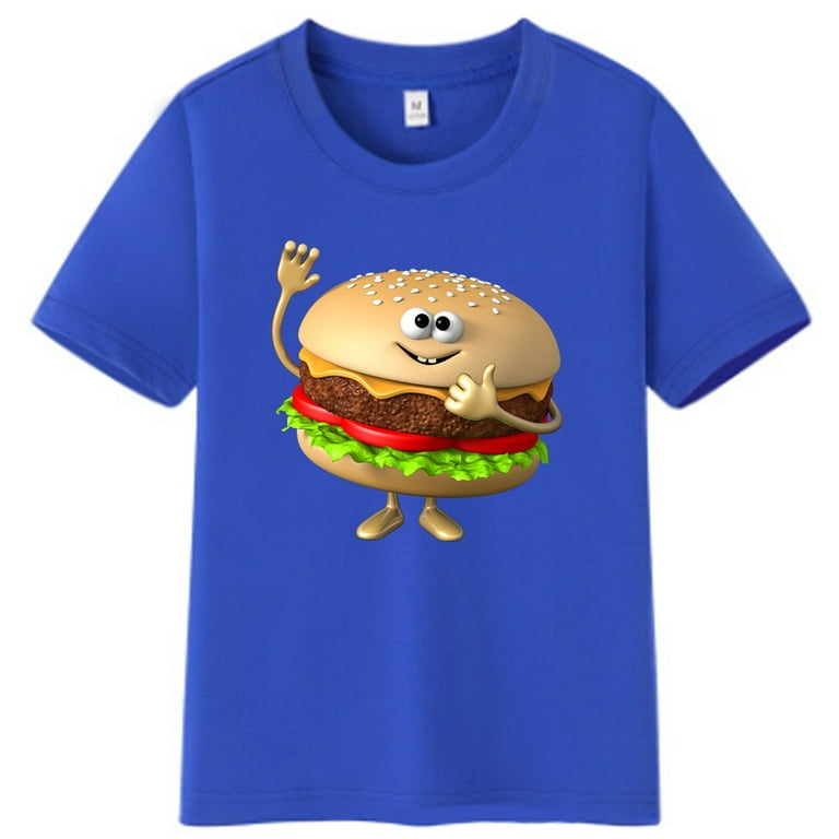 Orkan Zoo om natten Ugyldigt Cute Cartoon Hamburger Fast Food Graphics Printed Kids Cotton T-Shirts  Birthday Gift Tops Shirts for Adult - Walmart.com