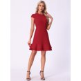 thumbnail image 3 of DARING DIVA Cap Sleeves Round Neck Tiered Ruffled Hem Dress M Red, 3 of 6