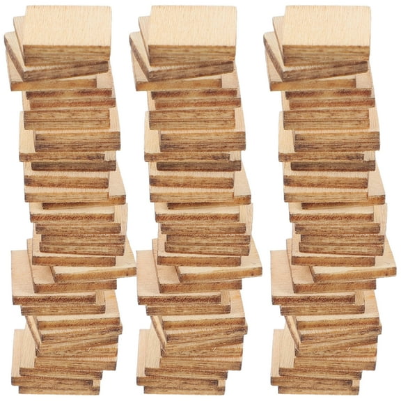Beaupretty 100 Pcs Wood Hanging Ornament Square Wood Slices Beige for Art Projects and Photo Props