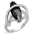thumbnail image 1 of Alamode 3W800-5 Anneau en Laiton Rhodié pour Femmes avec AAA Grade CZ en Jet - Taille 5, 1 of 1