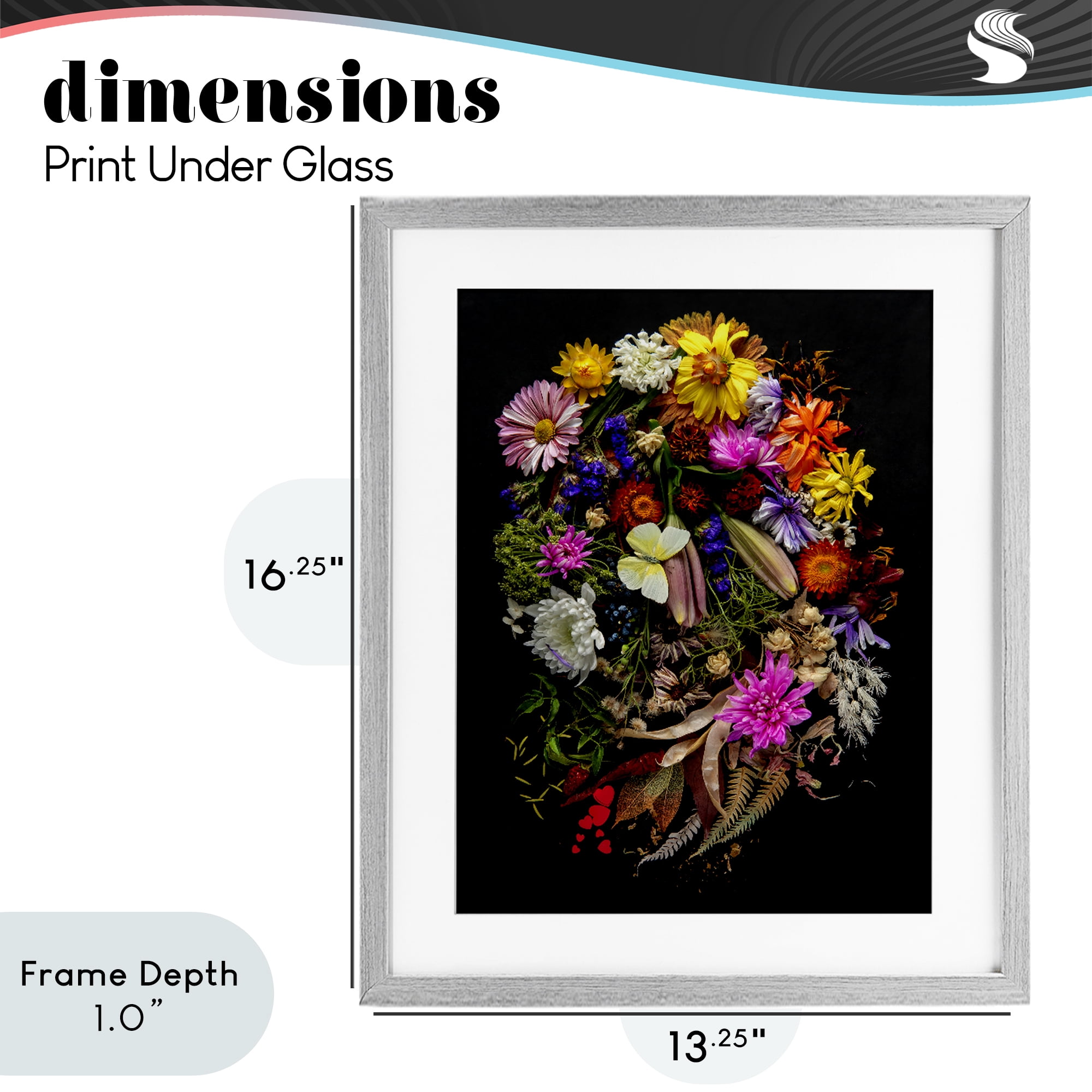 Stupell Industries November Flower Arrangement Gray Framed Print Under Glass, design by Carl Kravats