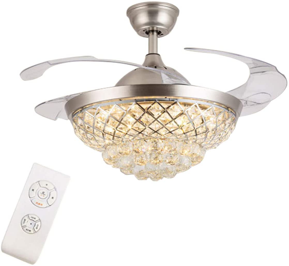 42" Invisible Ceiling Fan Lamp W/ Remote Control Dimmable LED Chandelier Light 